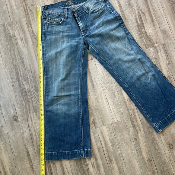 7 For All Mankind Women Waist 28" Dojo Crop Denim Jeans Distressed Inseam 25" - Picture 7 of 9